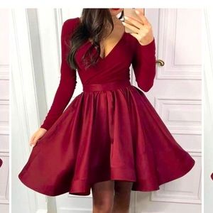 Hebeos Burgundy Mini Dress